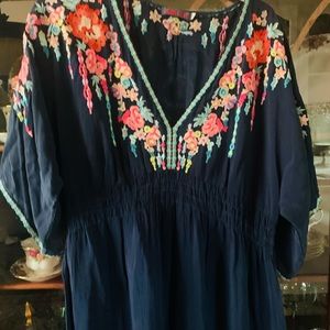 Johnny Was navy maxi dress with slip